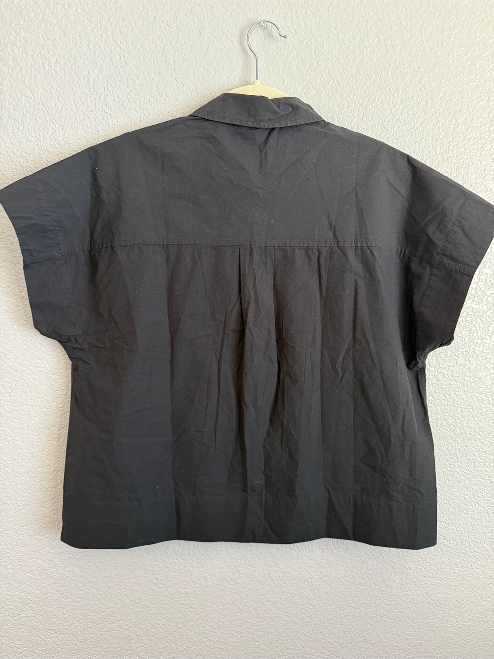 Everlane Black The Poplin Short Sleeve Box Shirt Size Small - Picture 4 of 6